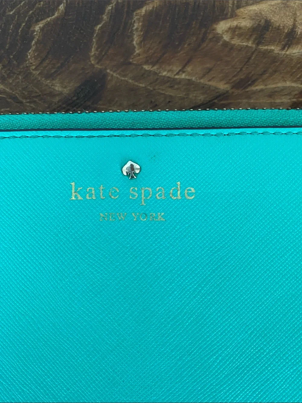 kate spade teal zip-around wristlet with strap